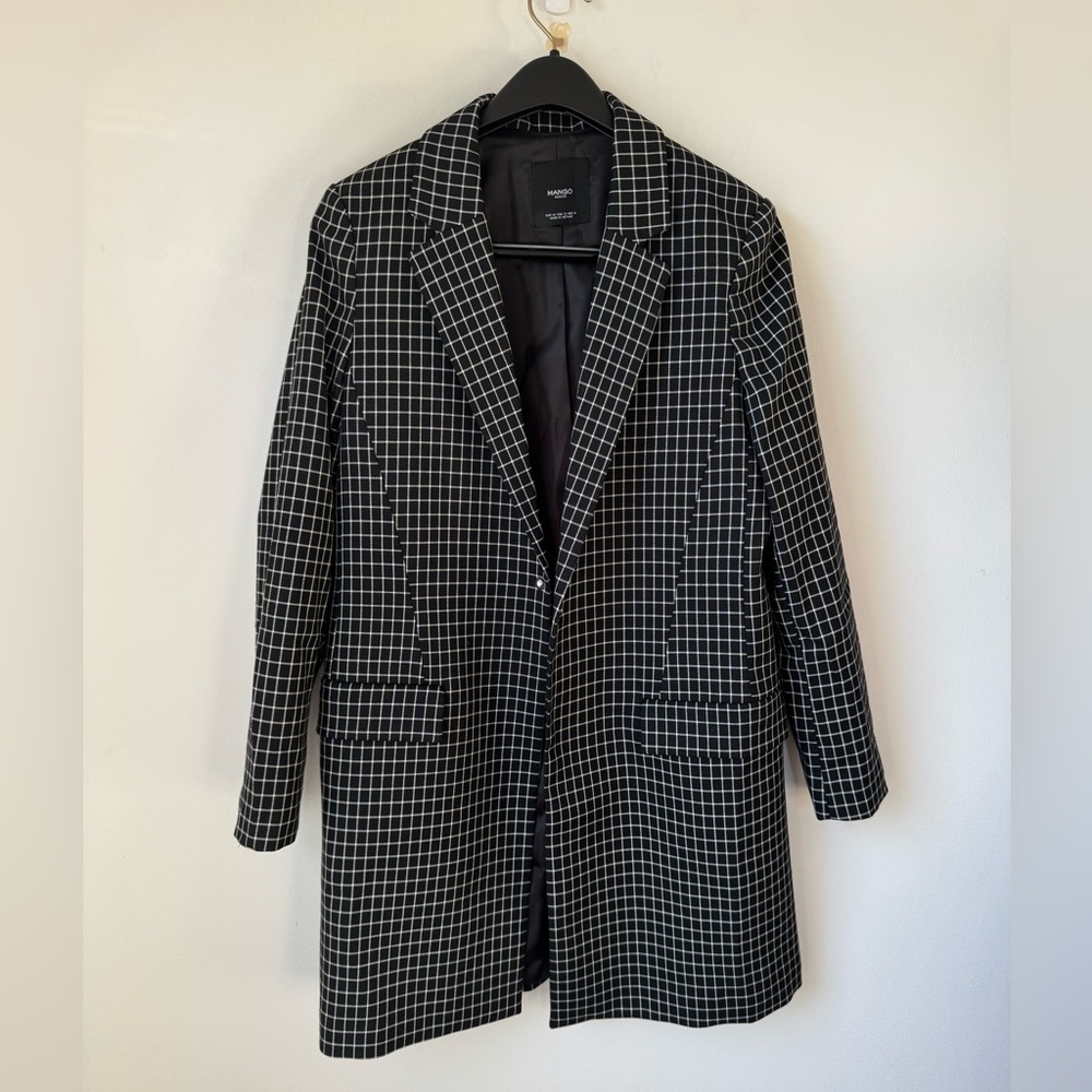 Size S Mango Black and White Checkered Blazer